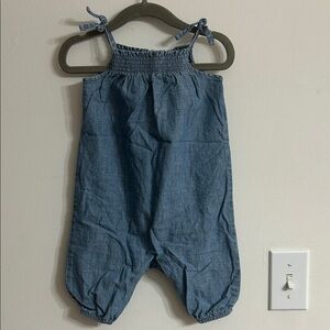 Girls Lightweight Denim Romper - Blue Ralph Lauren